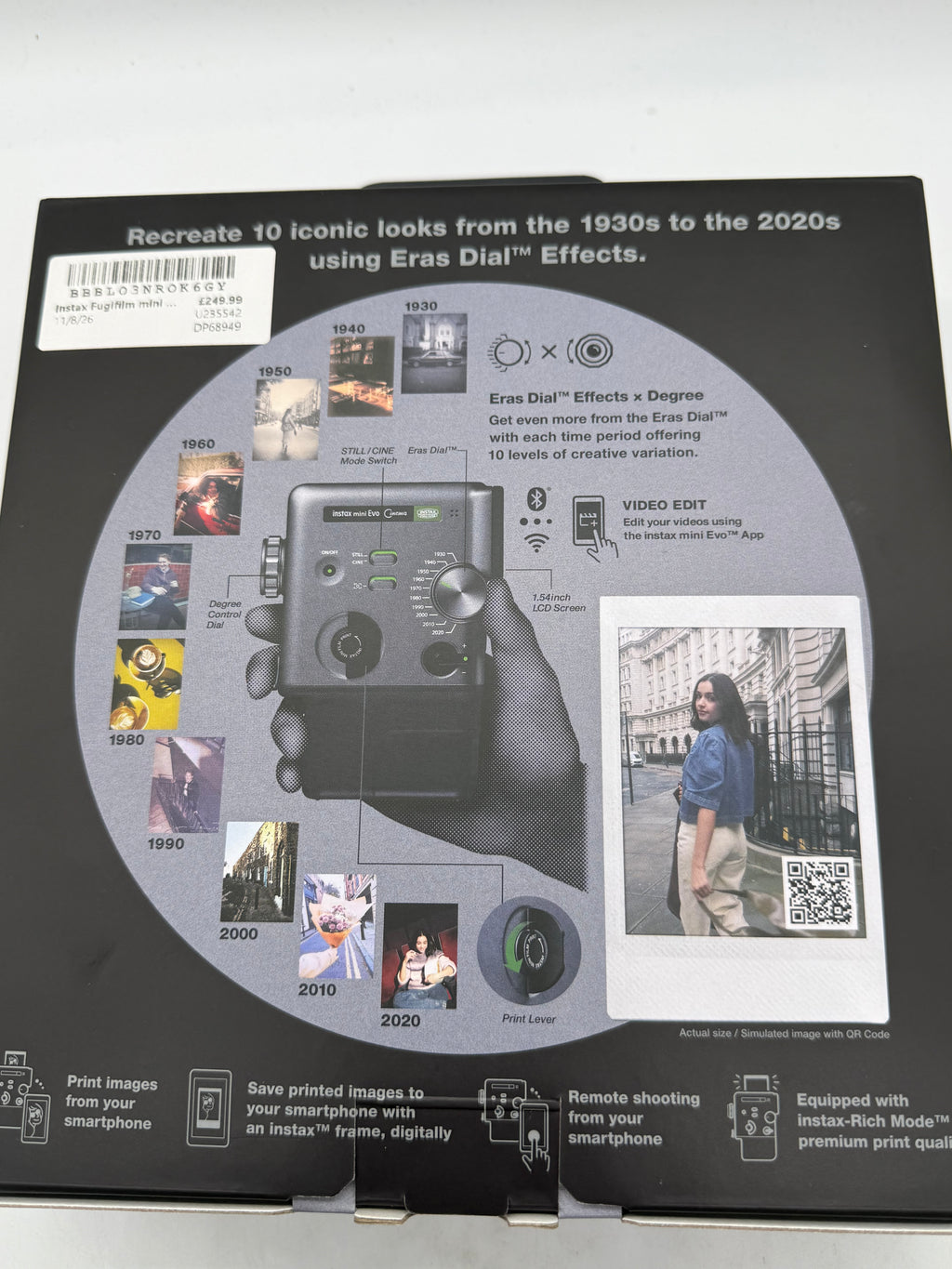 Instax Mini Evo Cinema Hybrid Instant Camera Black, Grade A