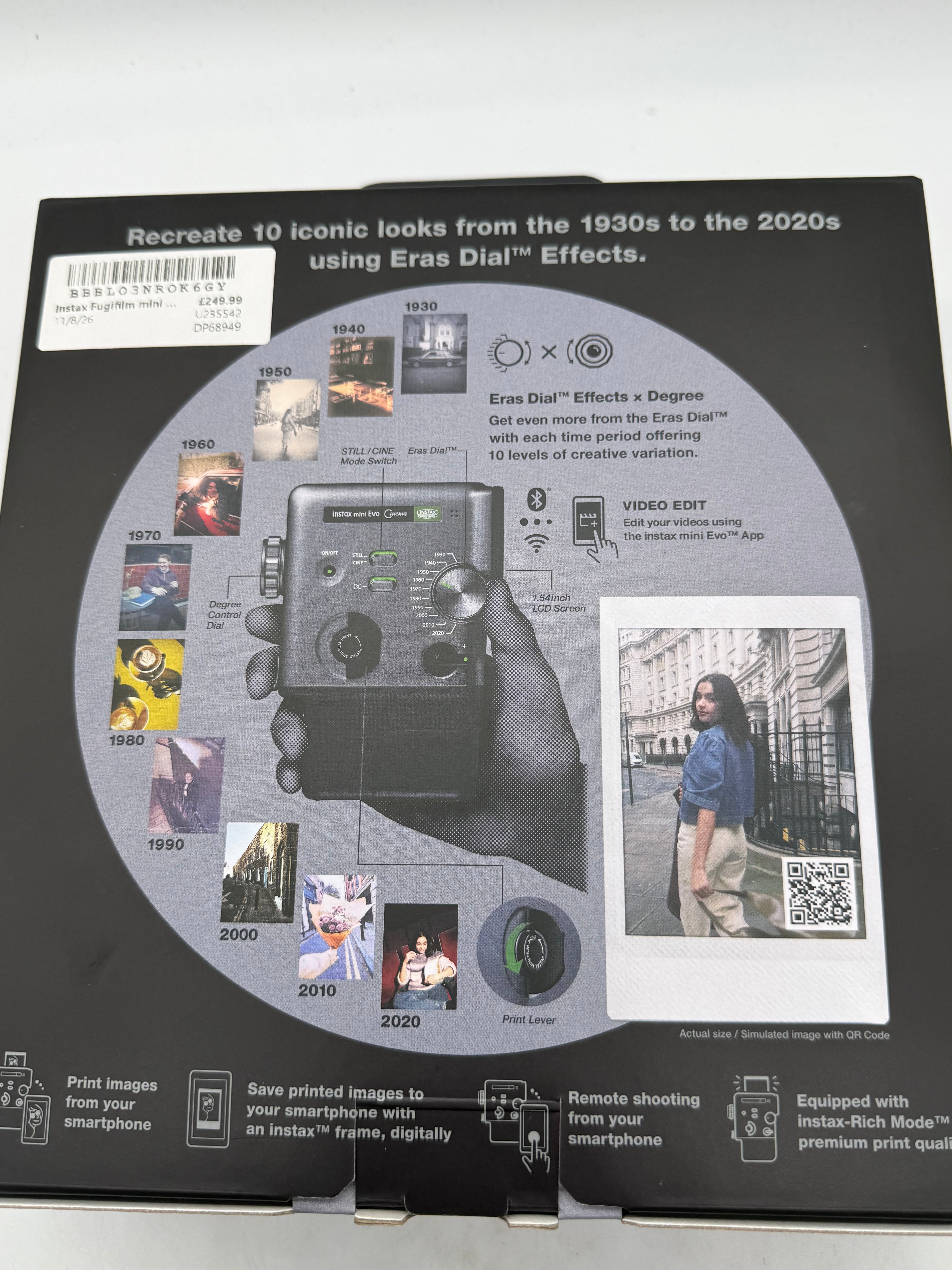 Instax Mini Evo Cinema Hybrid Instant Camera Black, Grade A