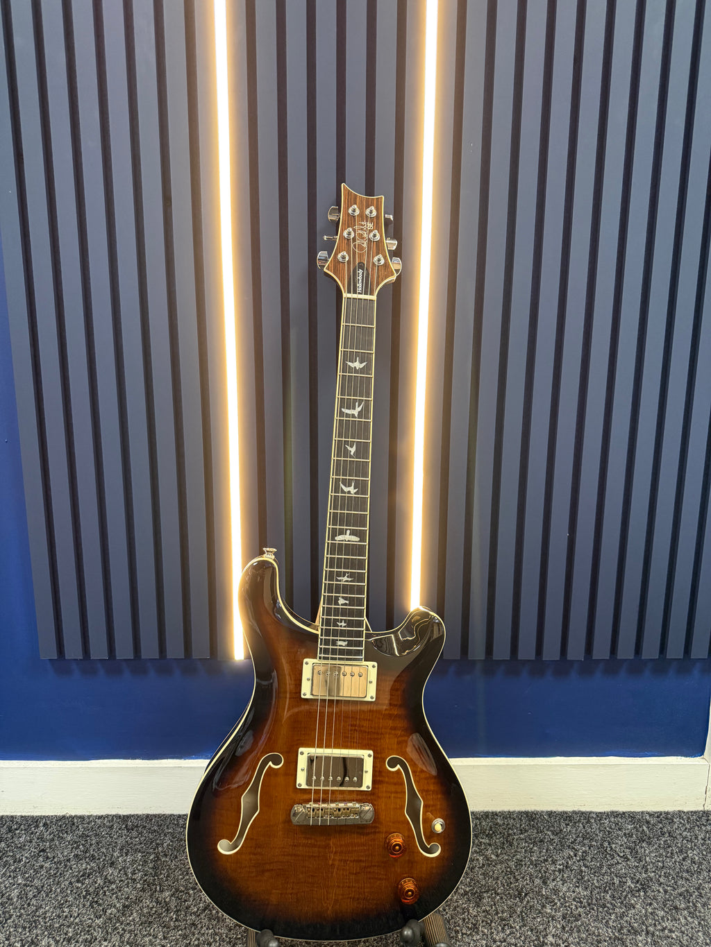 PRS Hollowbody SE 6 String Electric Guitar Black/Gold Burst, Grade A