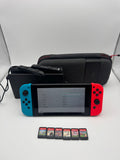Nintendo Switch Neon 32GB Bundle With 6 Games, Grade B