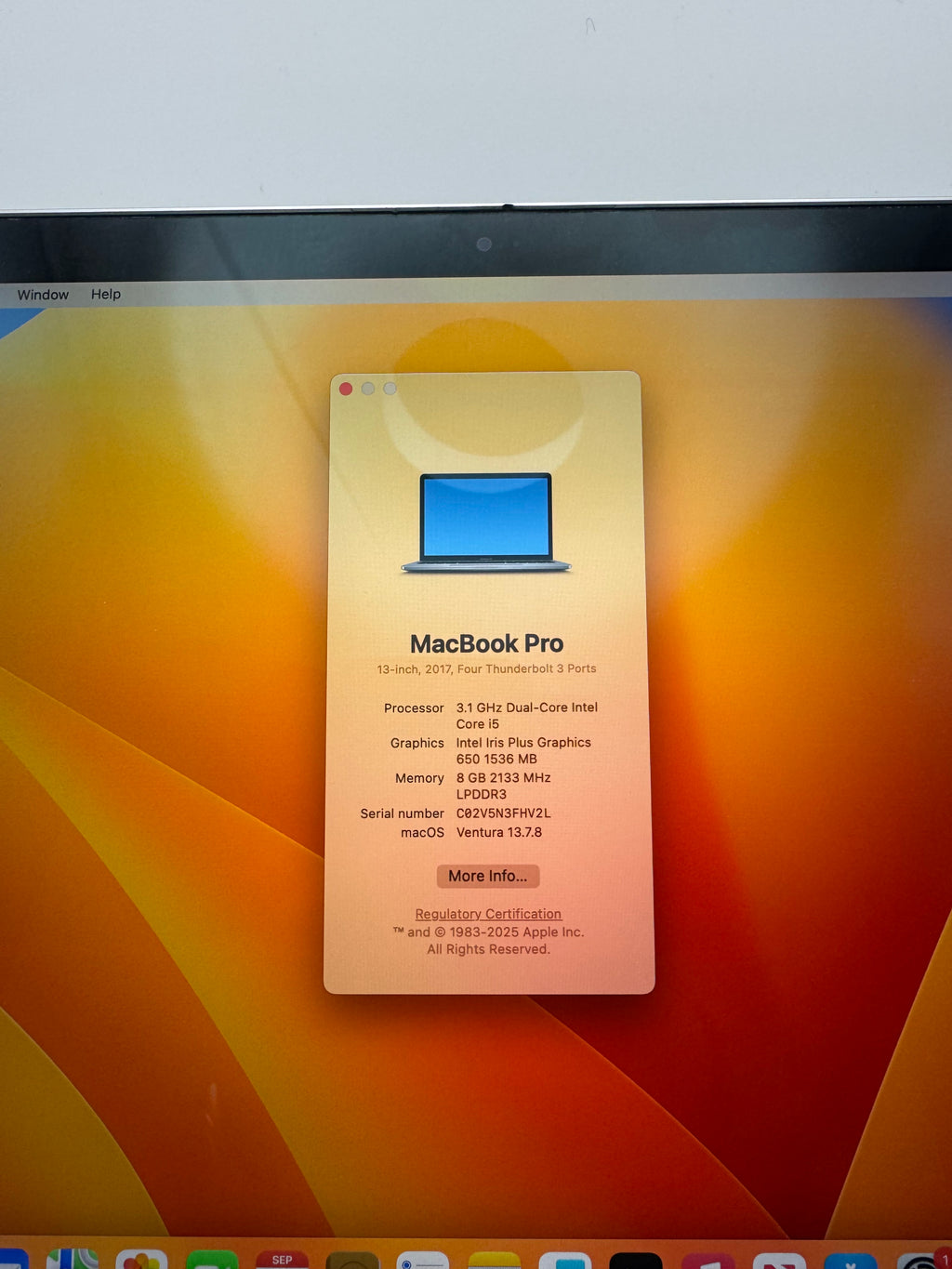 MacBook Pro 13" 2017 i5 8GB RAM 256GB SSD, Grade B