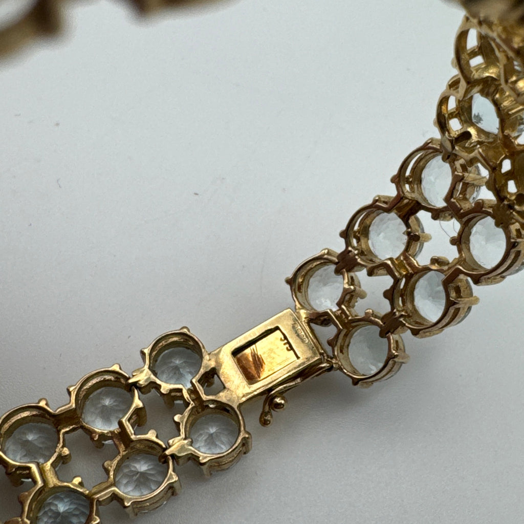 9CT Double Tennis Bracelet With Aquqmarine Stones
