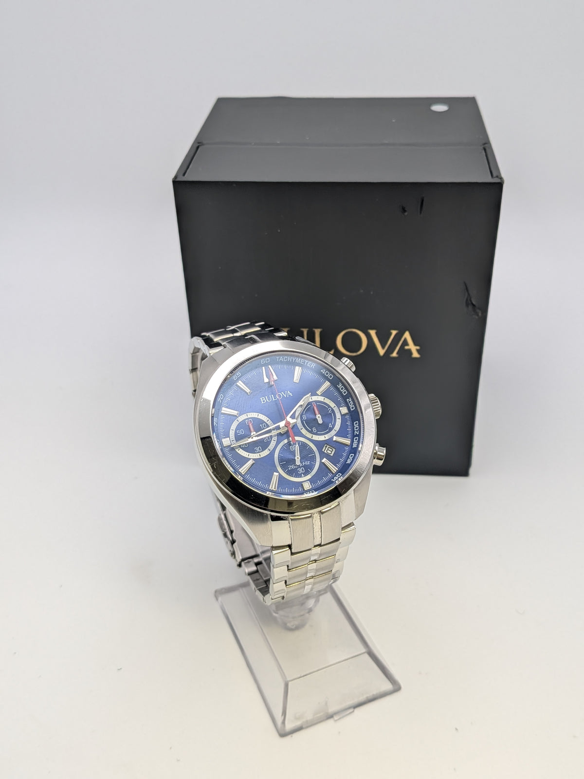 Bulova classic chronograh watch, Blue Grade B