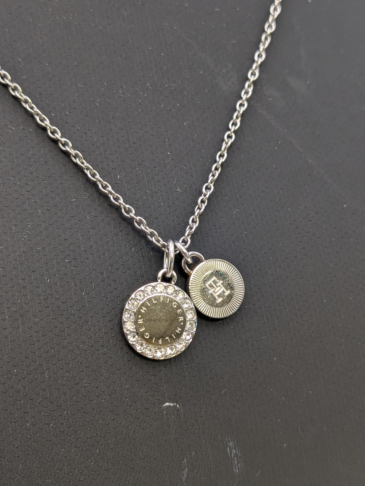 Tommy Hilfiger Crystal Disc Stainless Steel Pendant, Grade A