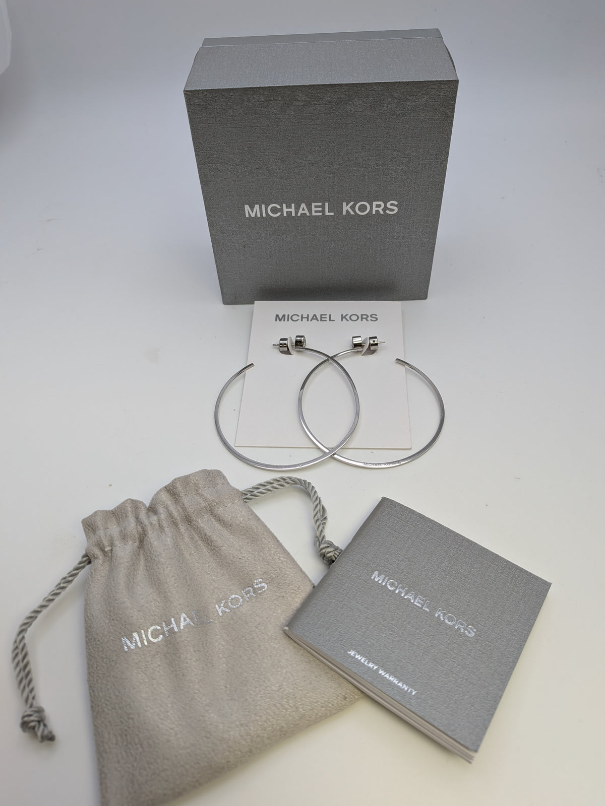 Michael Kors Modern Brilliance Large Silver Tone Hoop, Stainless Steel Grade A