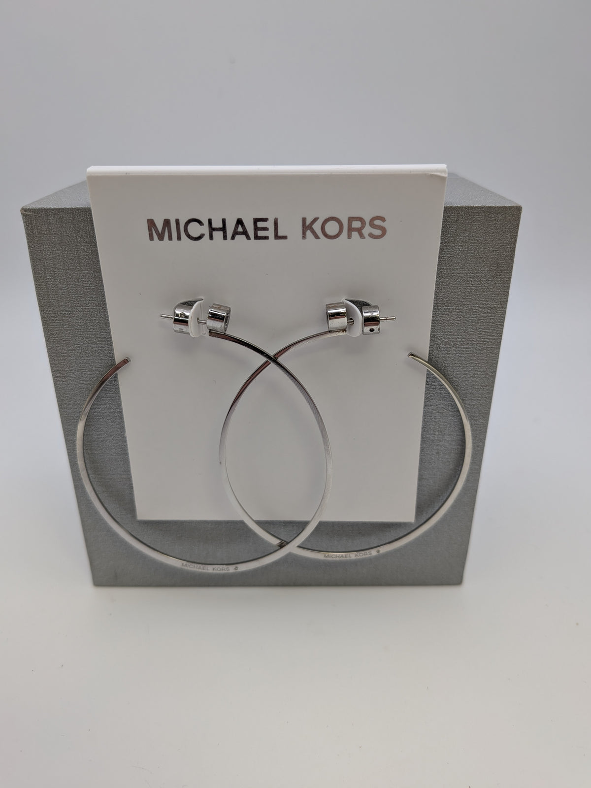 Michael Kors Modern Brilliance Large Silver Tone Hoop, Stainless Steel Grade A
