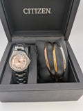 Citizen Eco-Drive Silhouette Crystal watch and bracelet gift set, Grade B