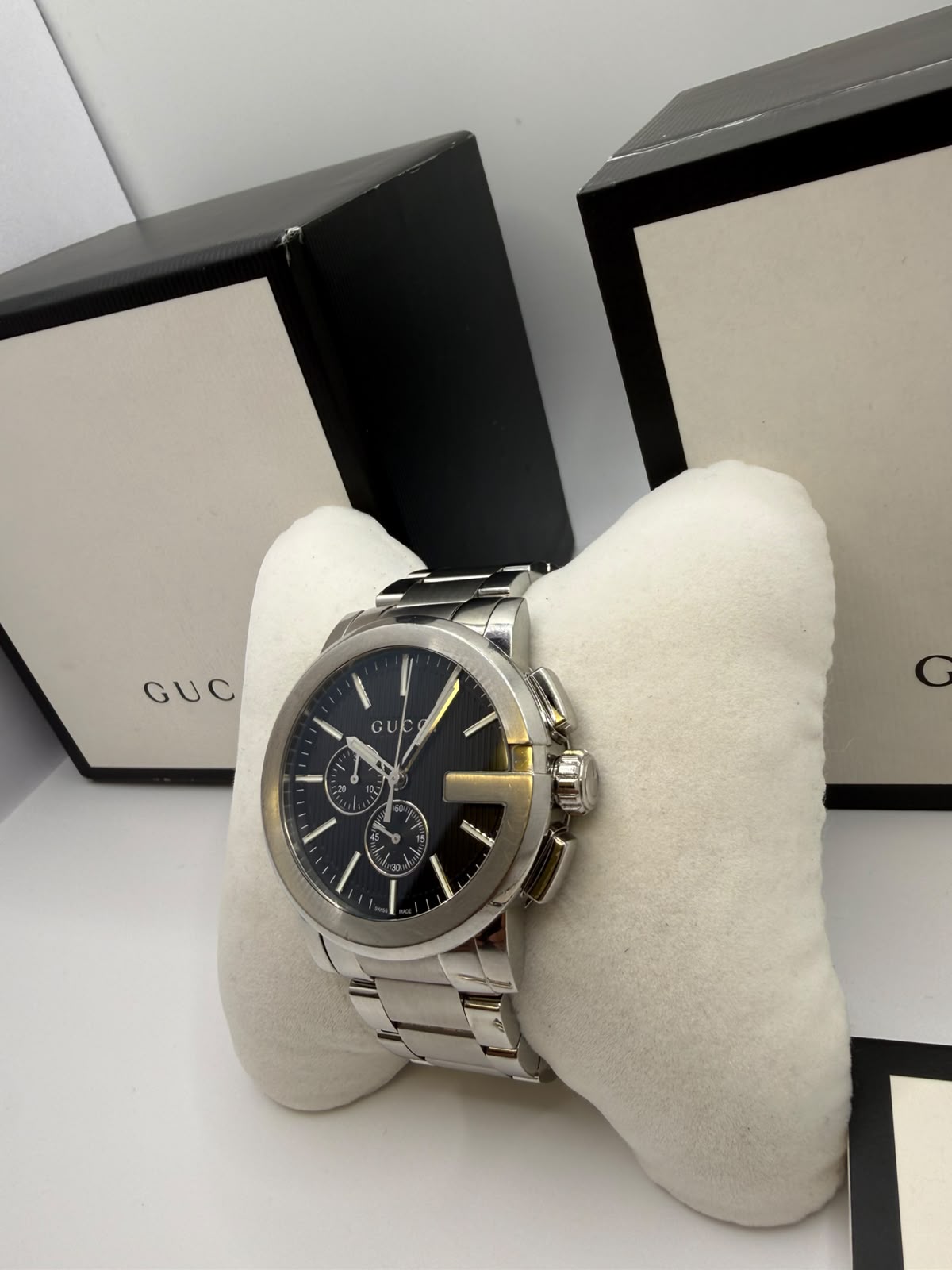Gucci G-Chrono 44mm Black Dial Steel Case, Grade A
