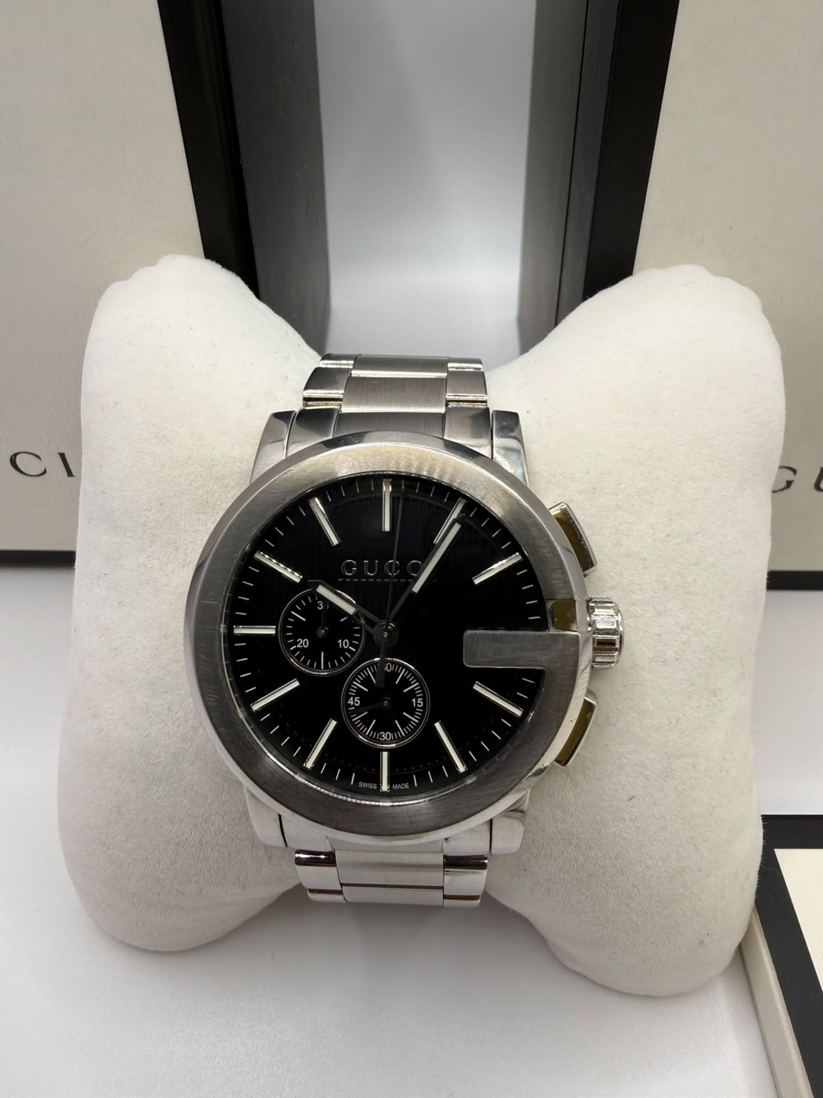Gucci G-Chrono 44mm Black Dial Steel Case, Grade A