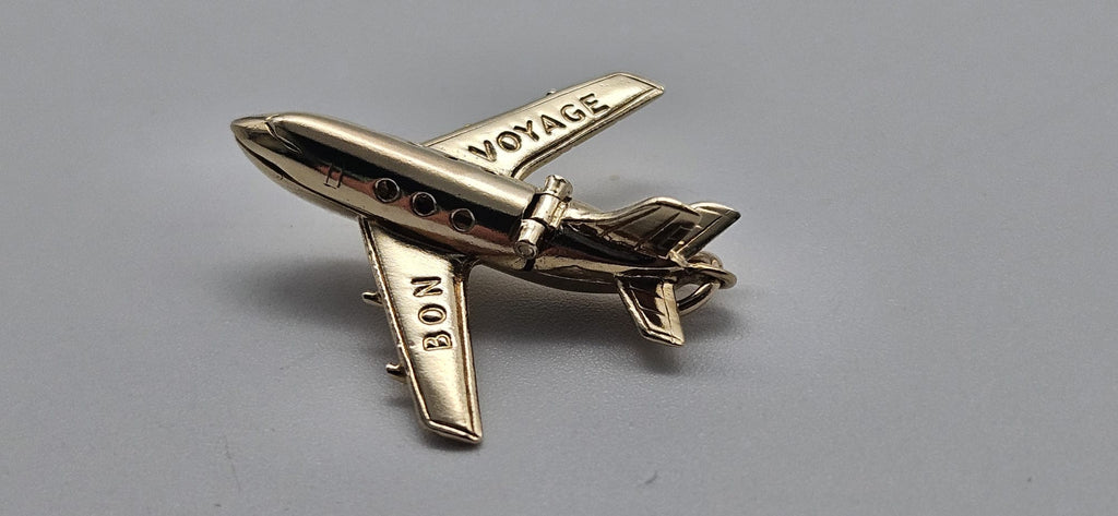 9ct Gold Aeroplane Charm, 6.10g