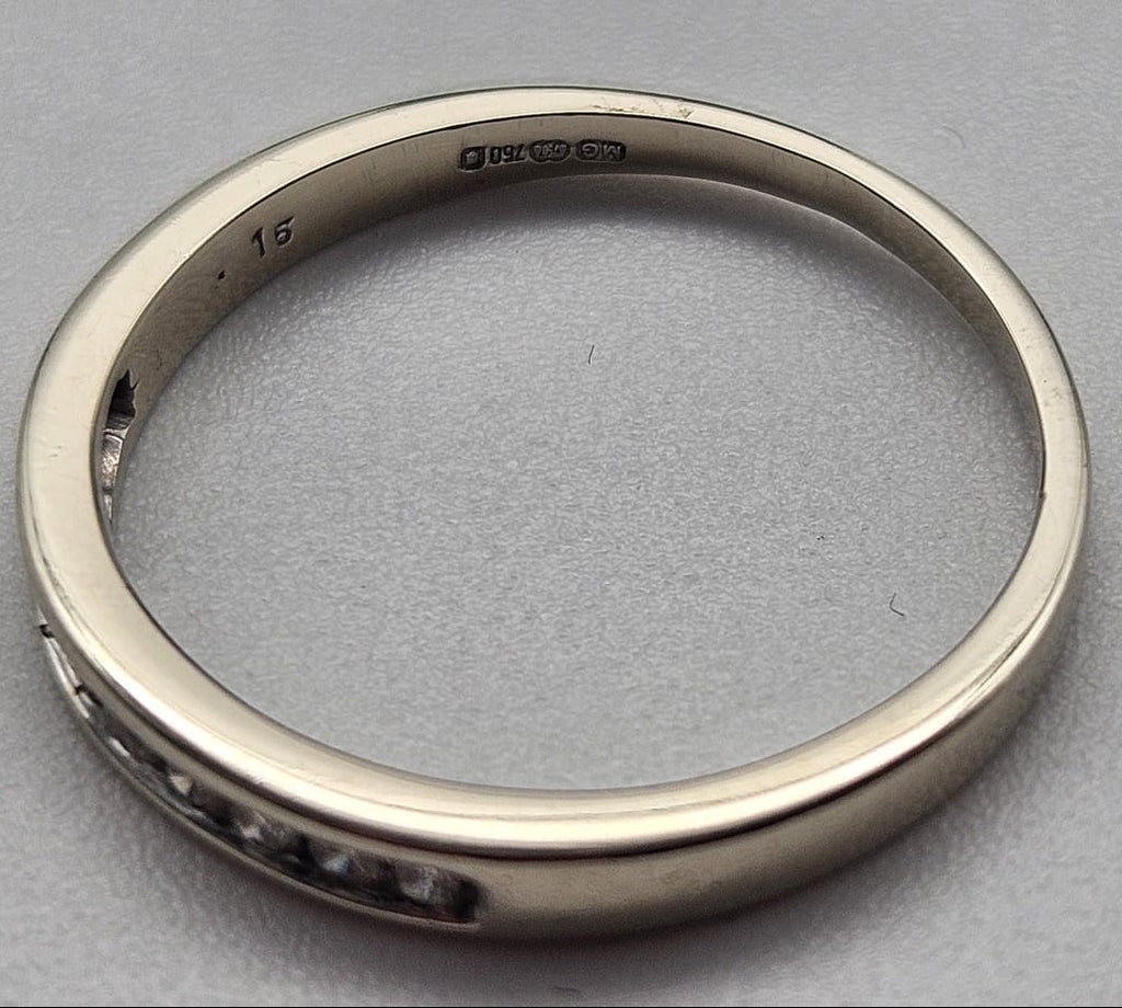 18ct White Gold, Diamond Band Ring, Size N, 2.11g