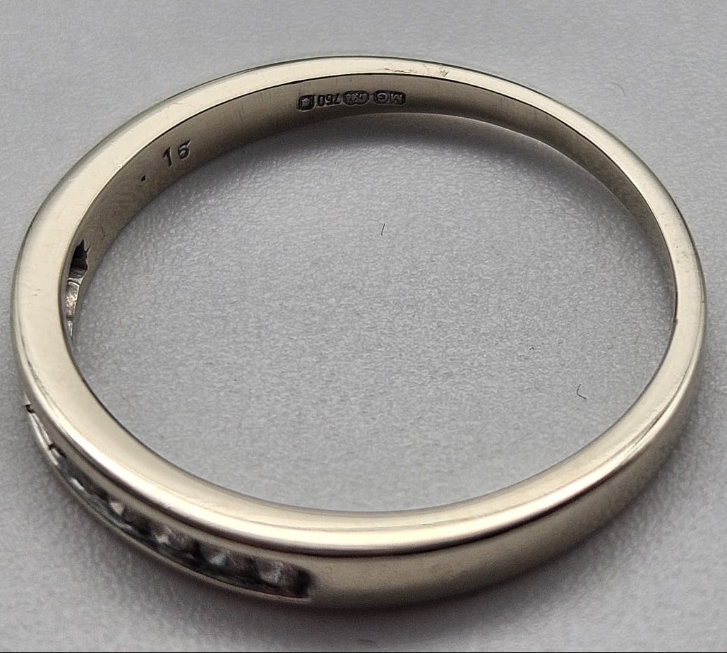 18ct White Gold, Diamond Band Ring, Size N, 2.11g