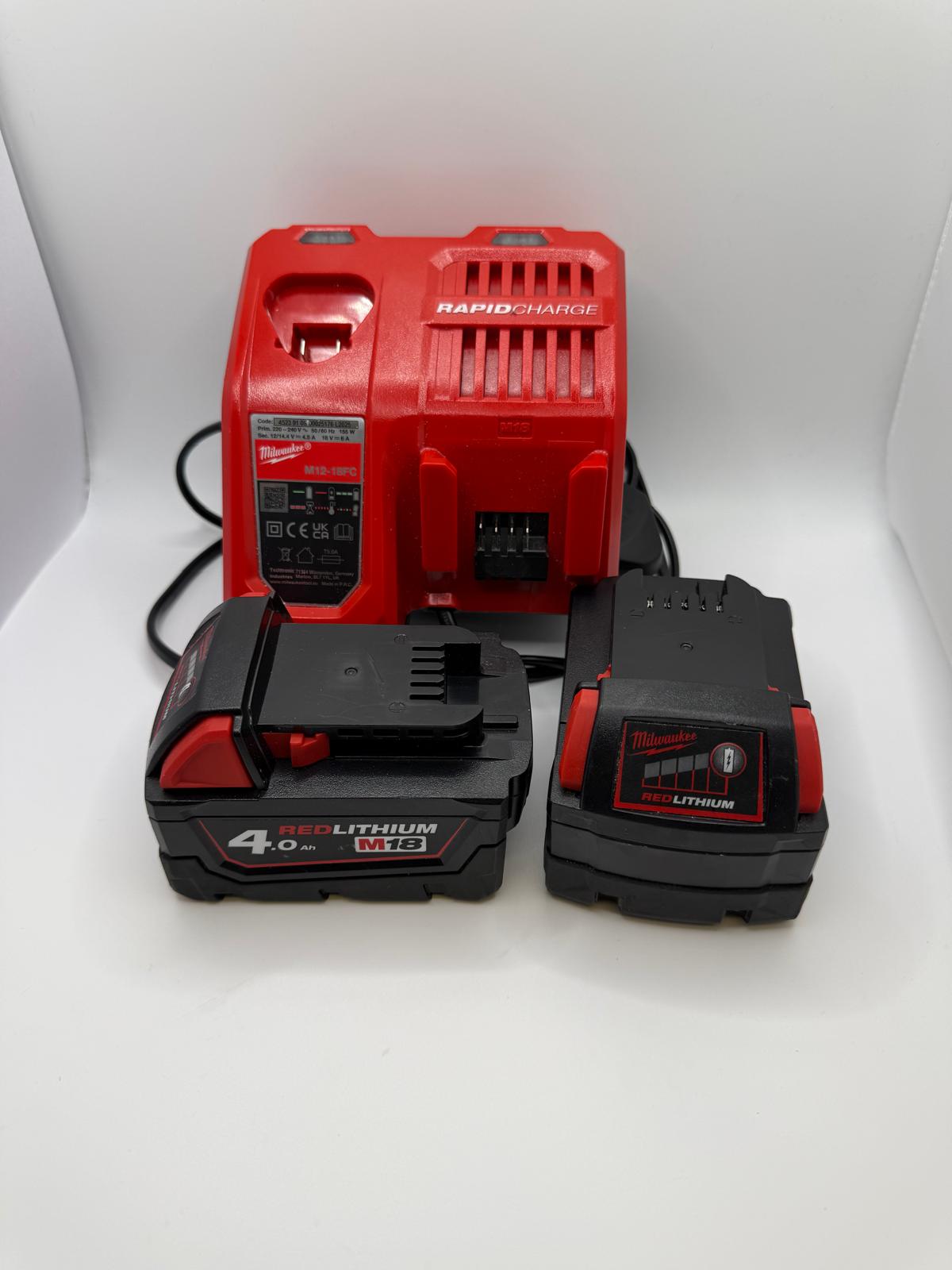 Milwaukee M18 BPP4C-402B 18V 2 x 4.0Ah Li-Ion RedLithium Cordless 4 Piece Kit, Grade A