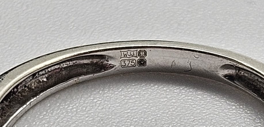 9ct White gold Moissanite Band Ring, Size L, 2.01g