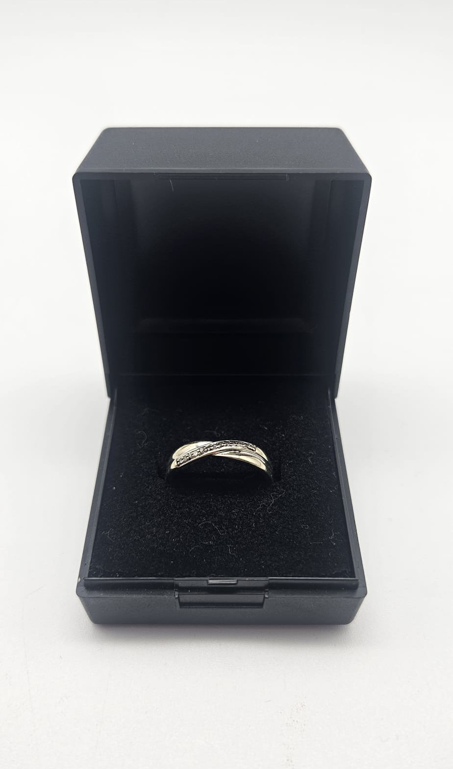 9ct White Gold Diamond Band Ring, Size L, 1.2g