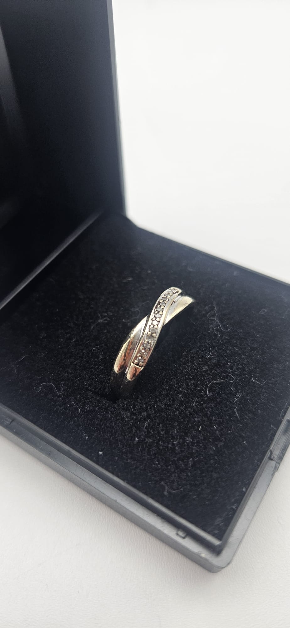9ct White Gold Diamond Band Ring, Size L, 1.2g