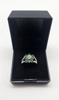 9ct White Gold Green Gem Ring, Size L, 4.09g