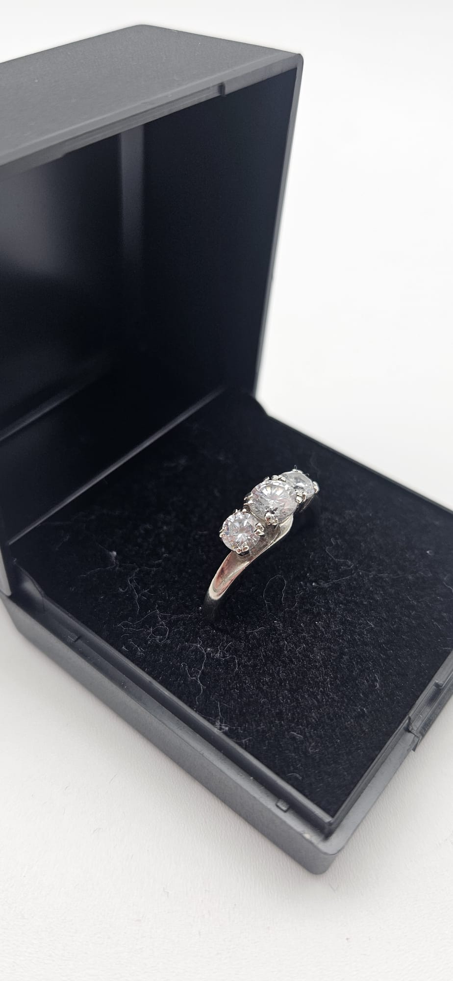 9ct White Gold Cubic Zirconia Ring, Size N½ , 2.5g