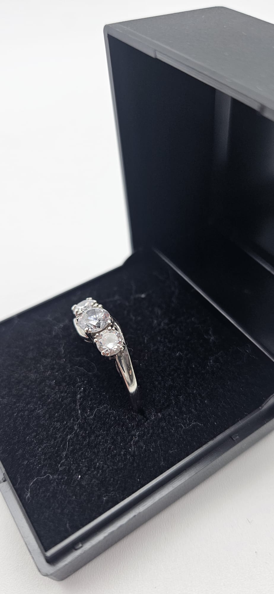 9ct White Gold Cubic Zirconia Ring, Size N½ , 2.5g