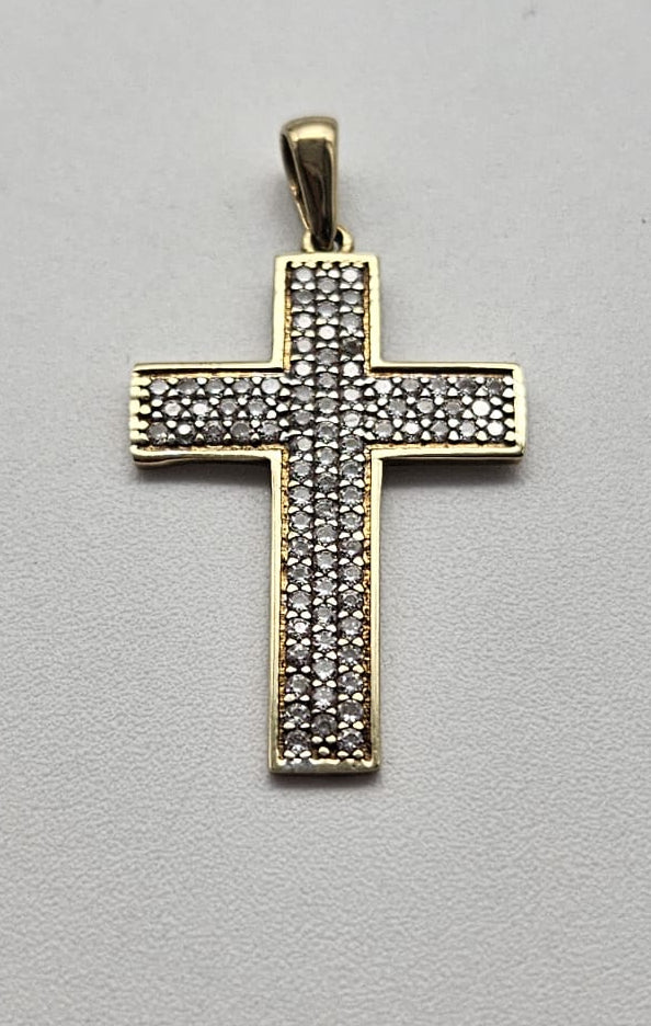 9ct Gold CZ Cross Pendant , 1.2g