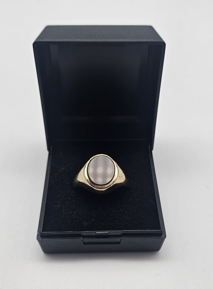 9ct Gold Signet Ring with Brown Stone, Size T, 5.0g