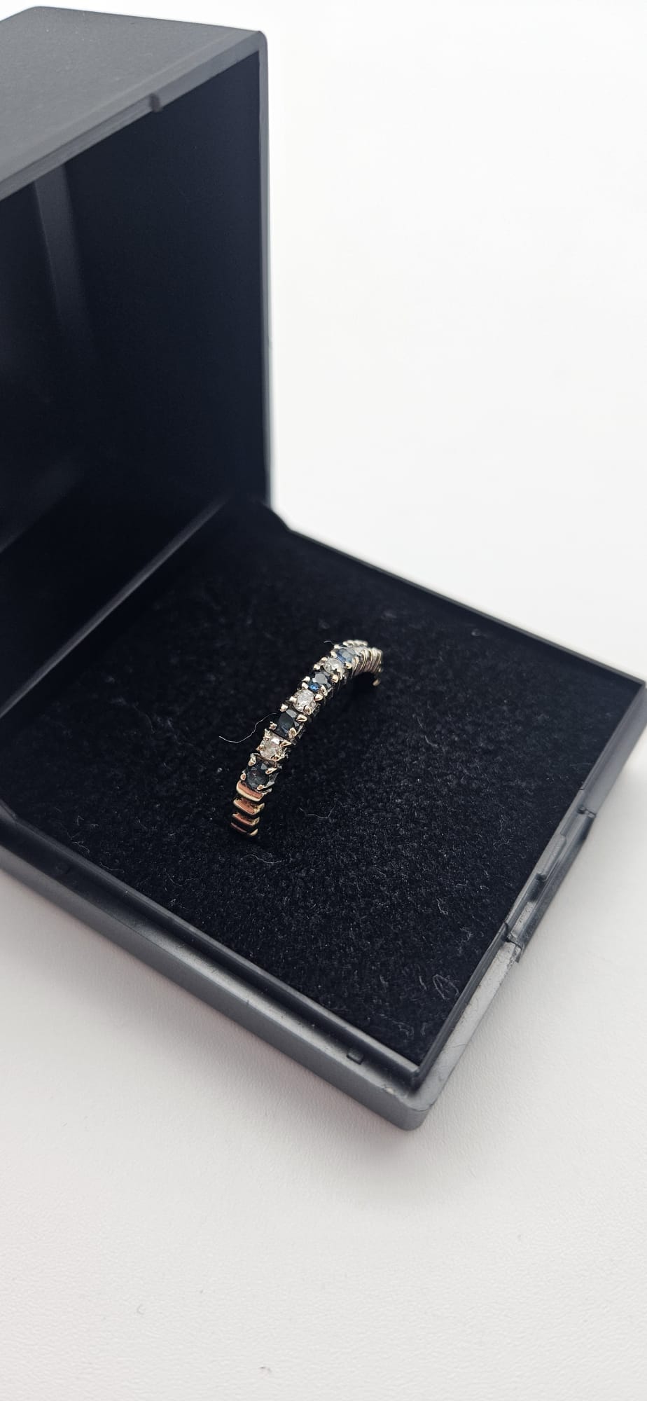 9ct Gold Sapphire & Diamond Band Ring, Size O, 1.36g