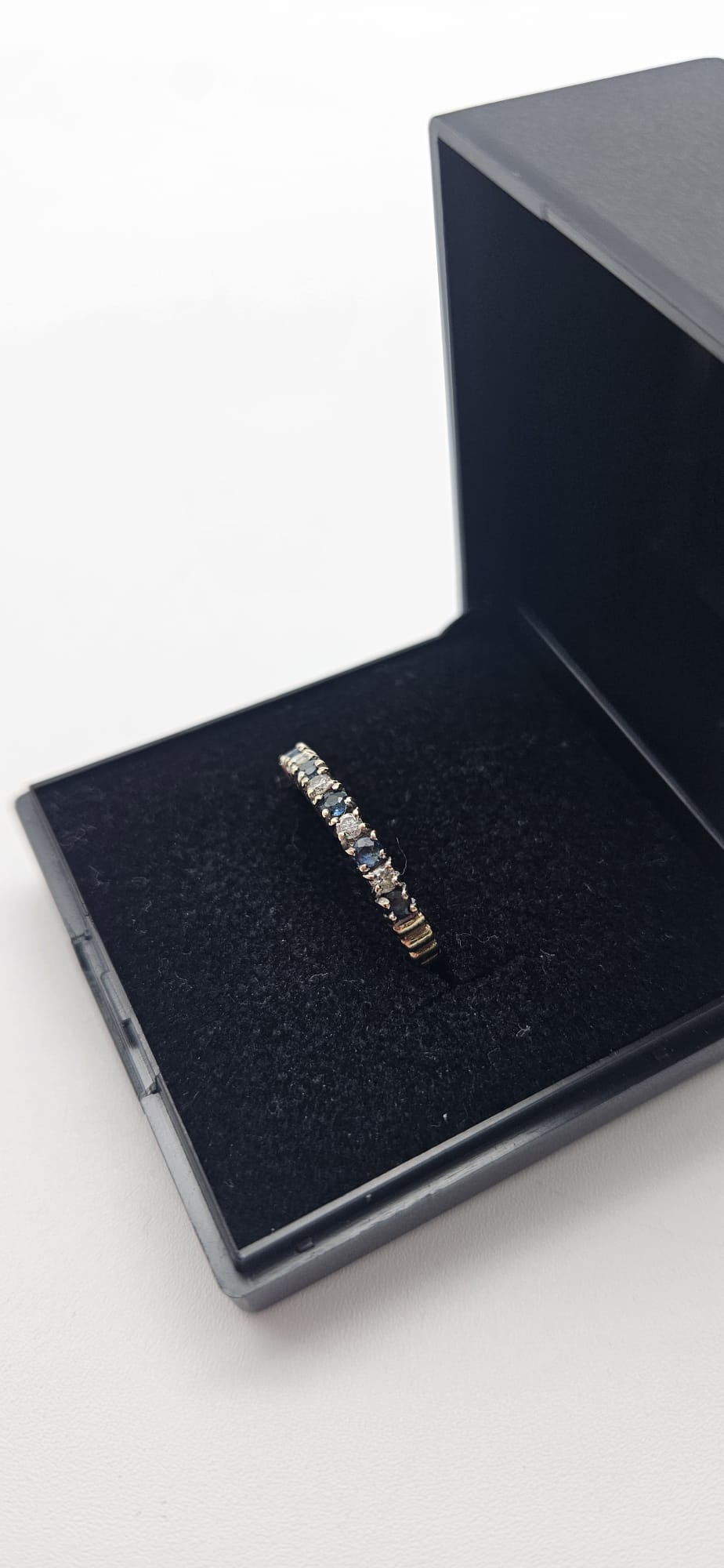 9ct Gold Sapphire & Diamond Band Ring, Size O, 1.36g