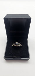 9ct Black Gem & Cubic Zirconia Ring, Size M, 2.12g