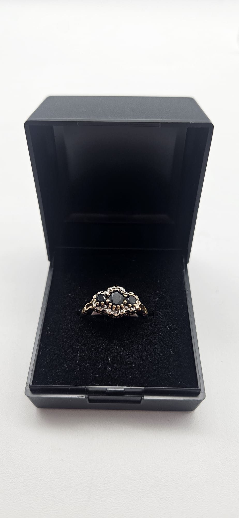 9ct Black Gem & Cubic Zirconia Ring, Size M, 2.12g