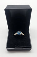 9ct Blue Gem Ring , Size P, 1.92g