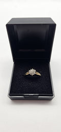 9ct CZ Cluster Gold Ring, Size J, 2.3g