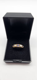 18ct Pearl & Purple Gem Ring, Size N, 3.09g