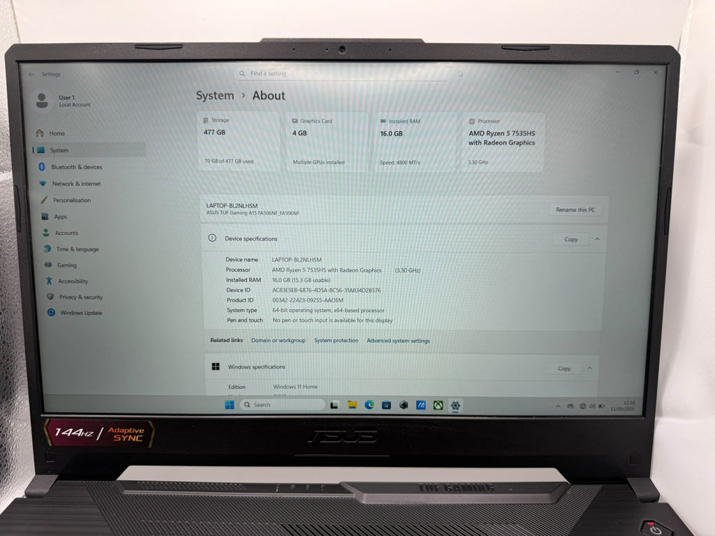 Asus Tuf Gaming Laptop A15, Grade A