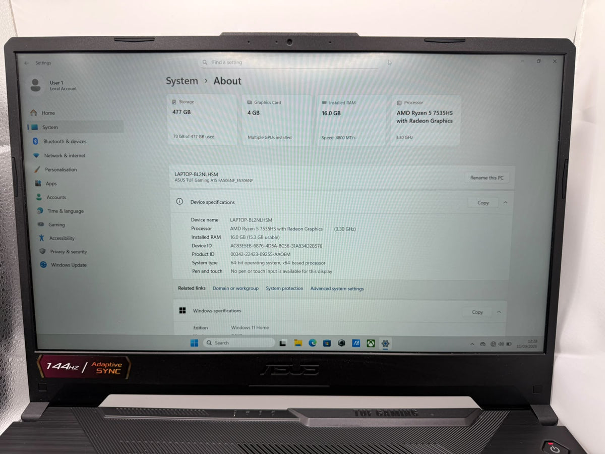 Asus Tuf Gaming Laptop A15, Grade A