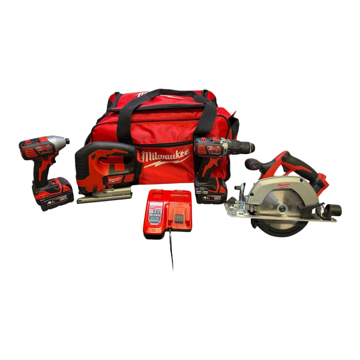 Milwaukee M18 BPP4C-402B 18V 2 x 4.0Ah Li-Ion RedLithium Cordless 4 Piece Kit, Grade A