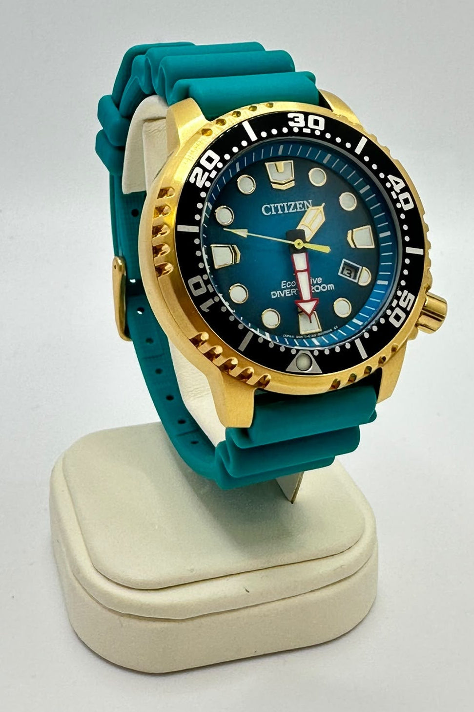 Citizen Eco-Drive Diver's Watch - Teal and Gold