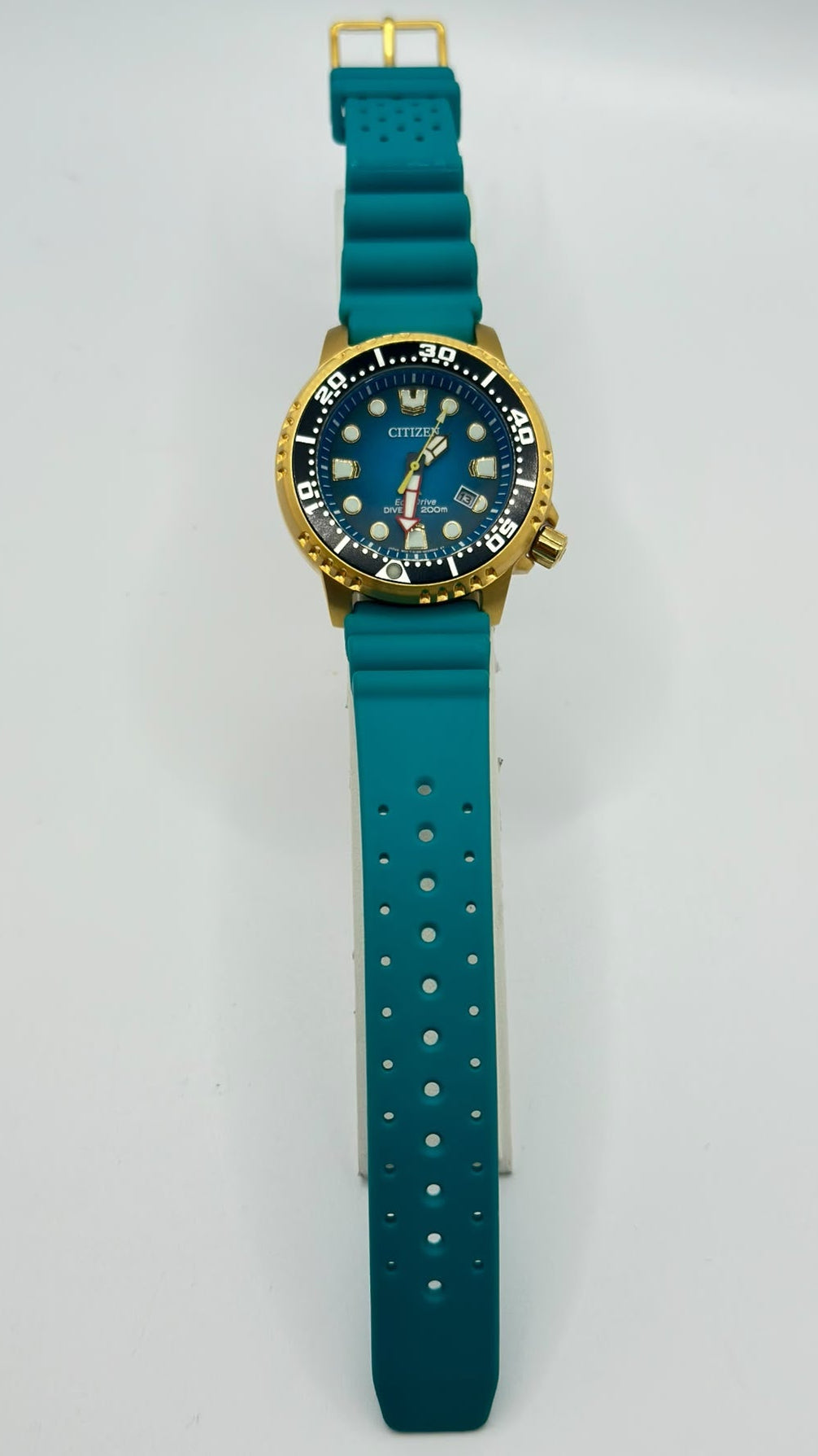Citizen Eco-Drive Diver's Watch - Teal and Gold