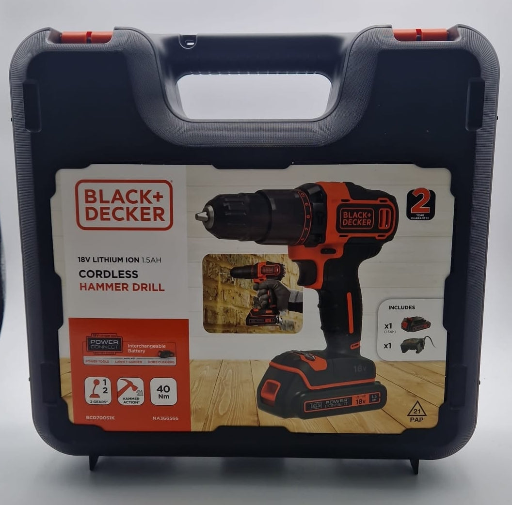 Black & Decker 18v Cordless Hammer Drill, Grade A