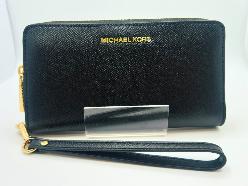 Michael Kors Black Leather Wristlet Wallet