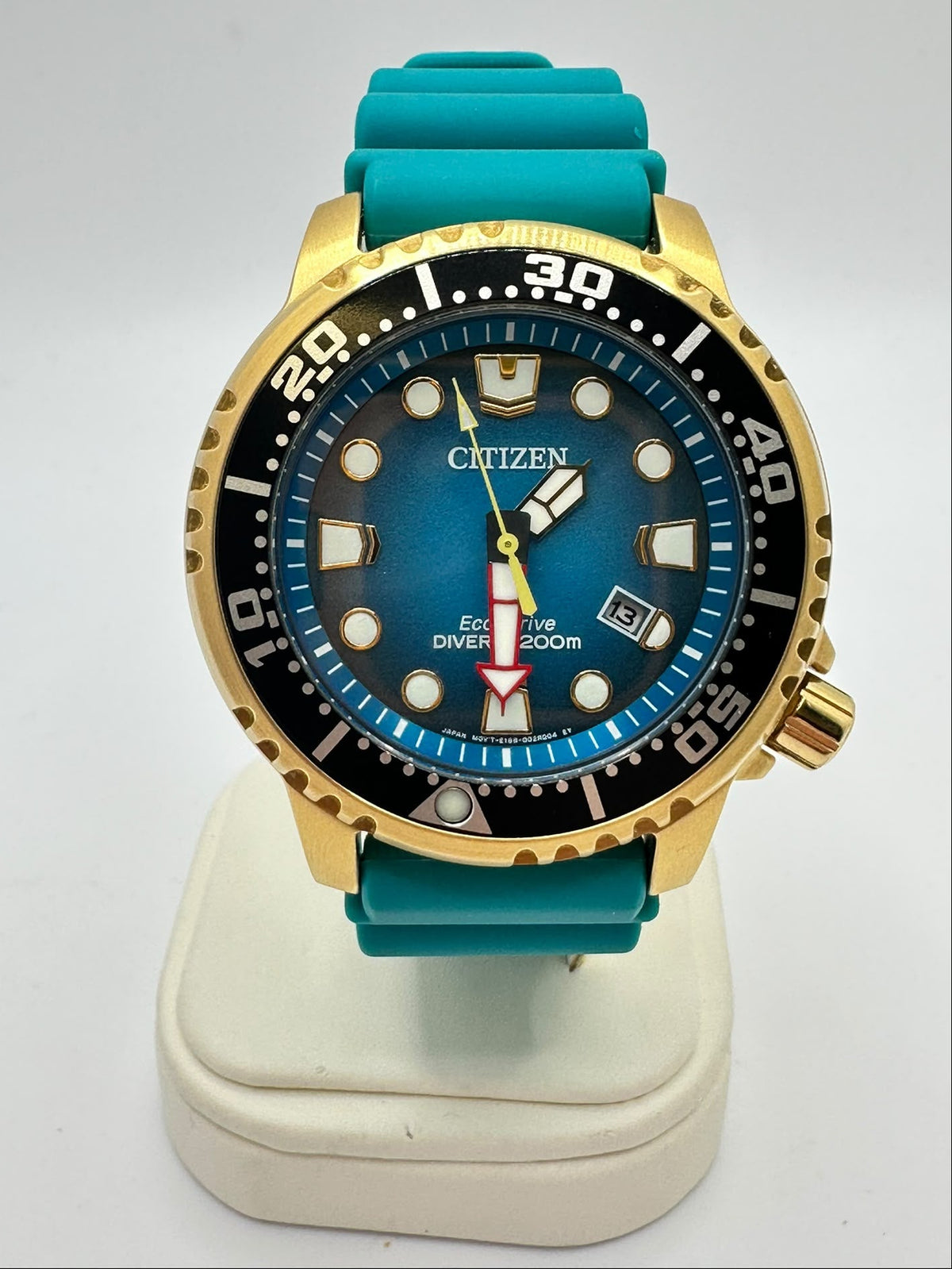 Citizen Eco-Drive Diver's Watch - Teal and Gold