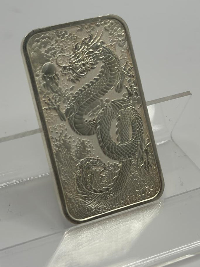 2024 Australian Dragon 1oz .9999 Fine Silver Bullion Bar
