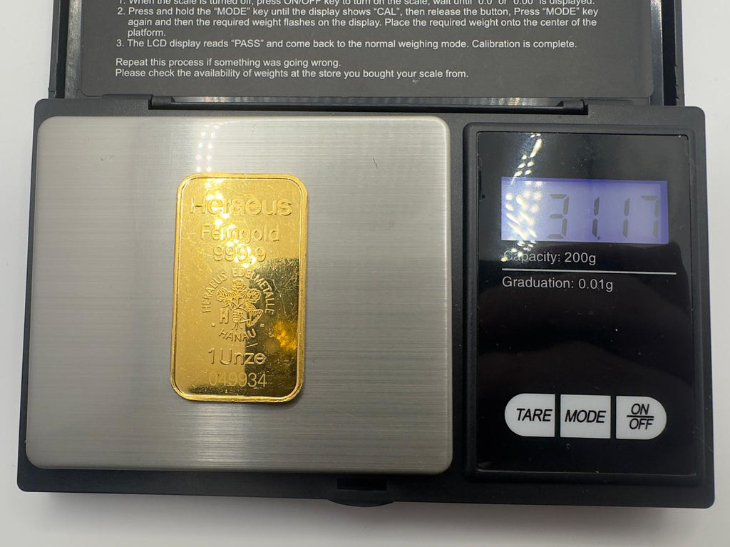 Fine Gold Heraeus Bar 1oz