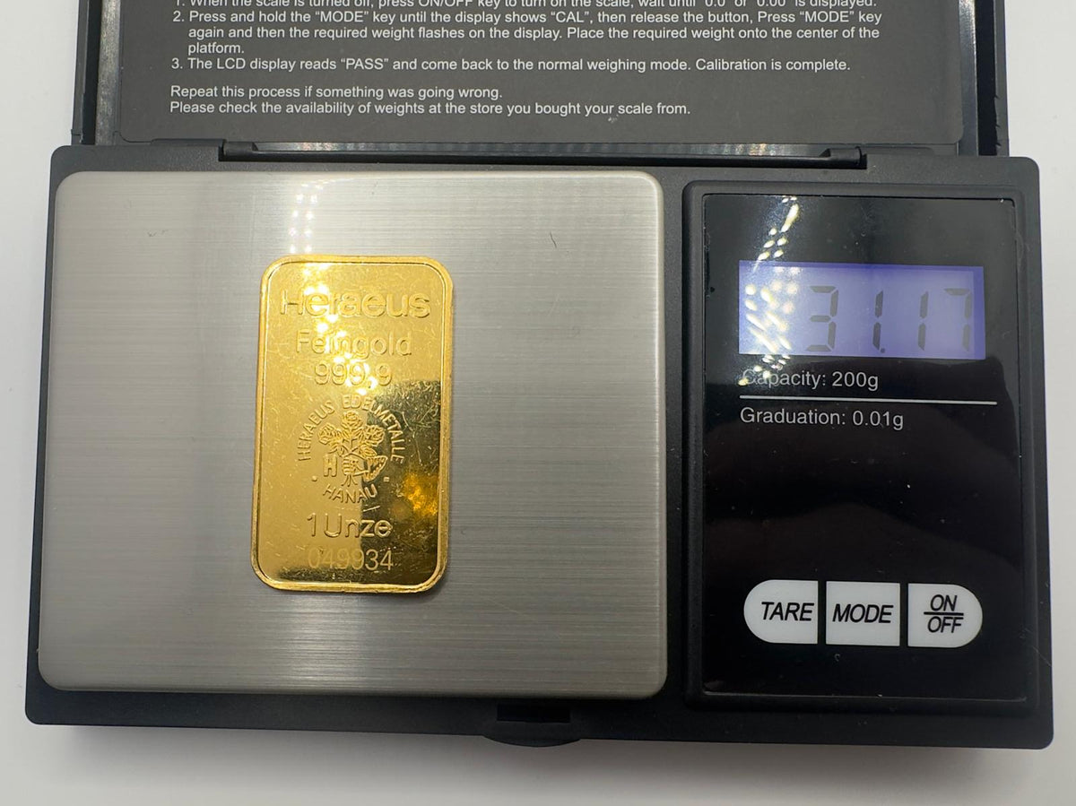 Fine Gold Heraeus Bar 1oz