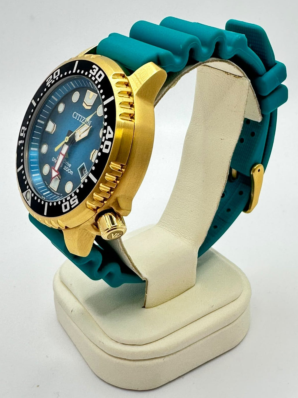 Citizen Eco-Drive Diver's Watch - Teal and Gold