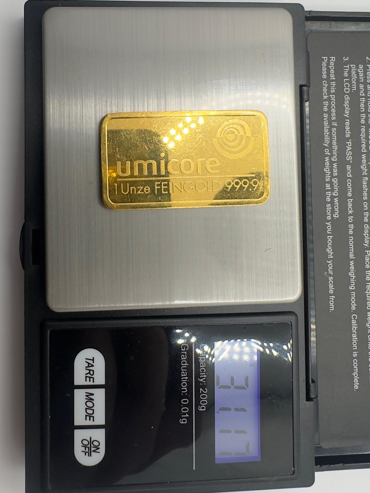 Fine Gold Umicore Bar 1oz