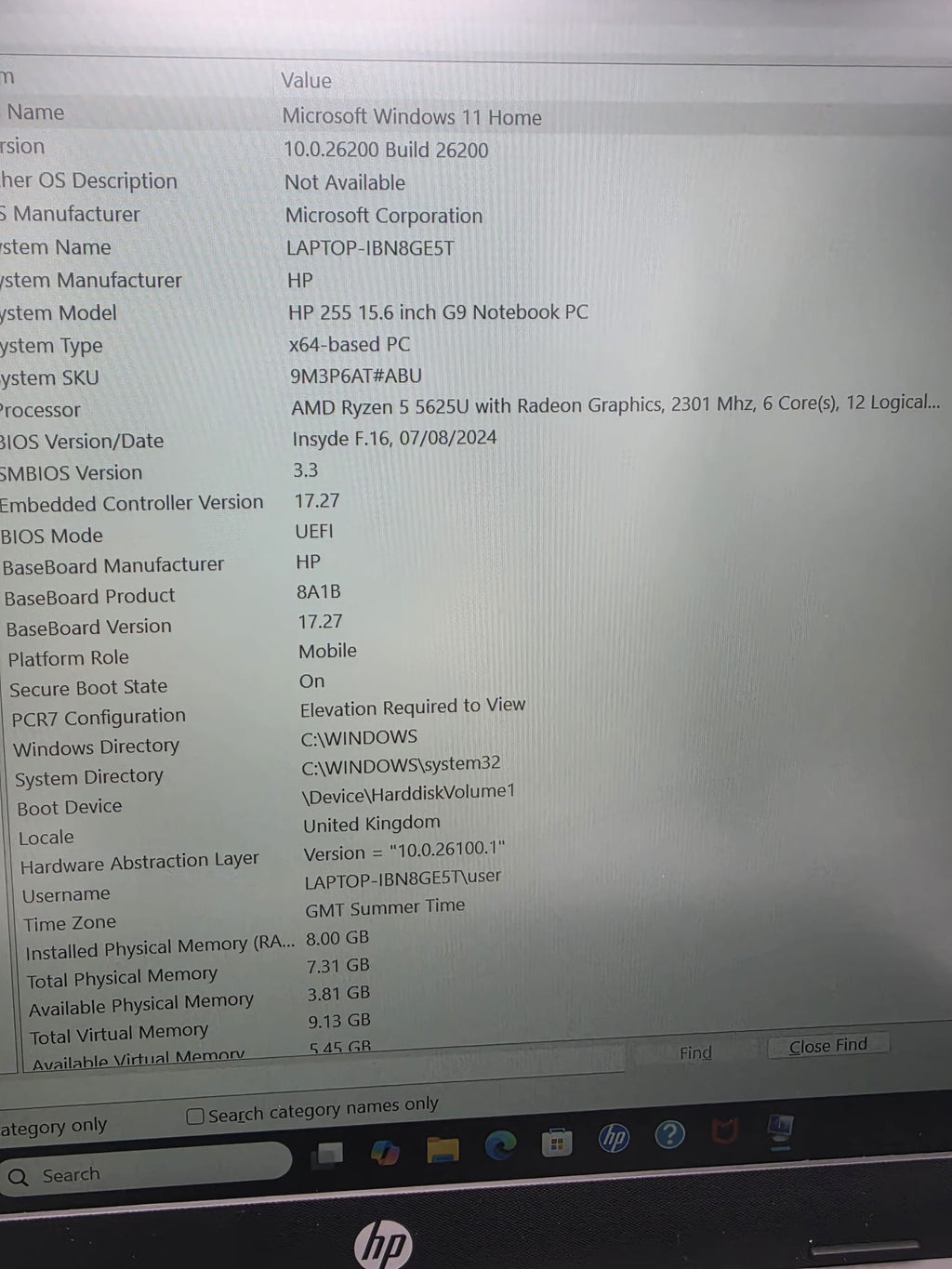 HP 255 G9 Notebook Laptop 512GB Grey, Grade C