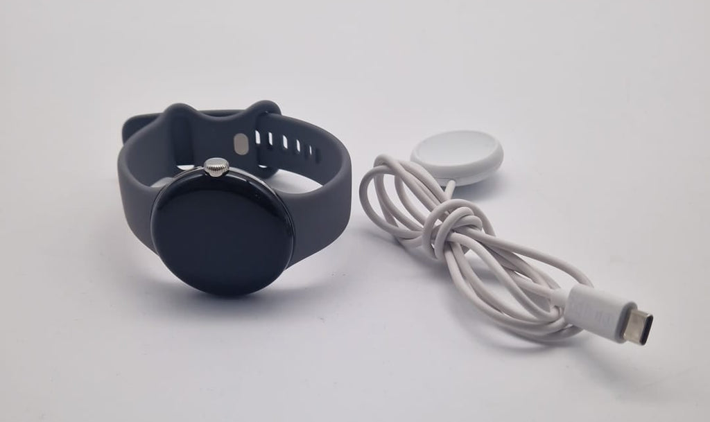 Google Pixel Watch LTE Silver Case Charcoal Band, Grade A