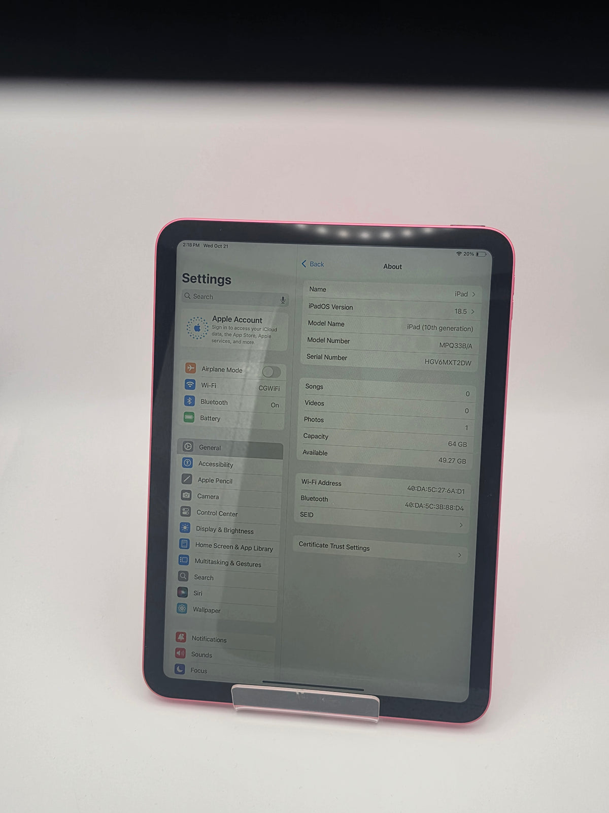 Apple iPad (10th gen) 64GB Pink, Grade B