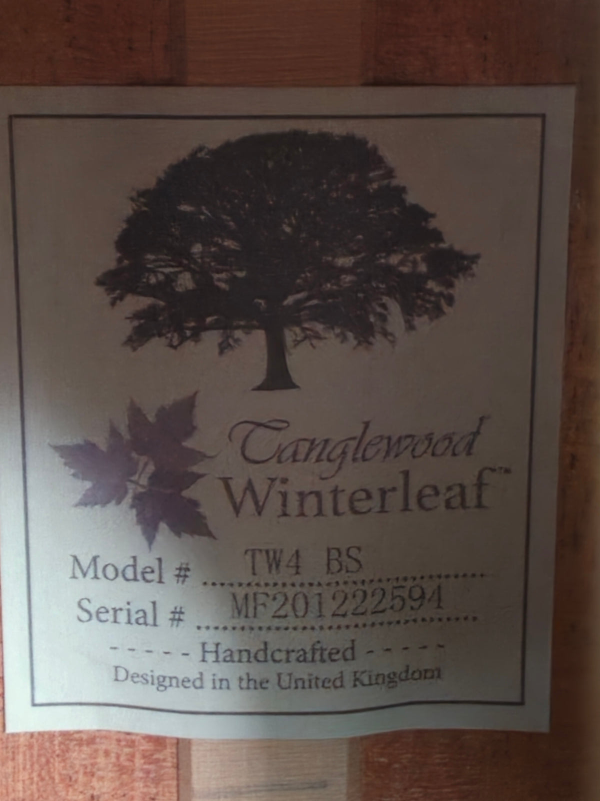 Tanglewood Winterleaf TW4-CEBS Electro-Acoustic Guitar, Dark Oak, Grade A