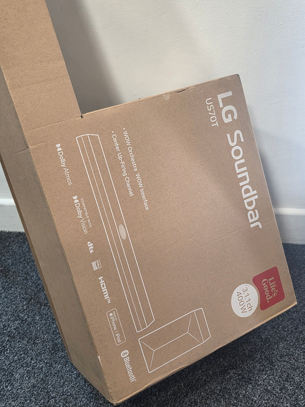 LG Soundbar and Subwoofer Set US70T, Black, Grade A